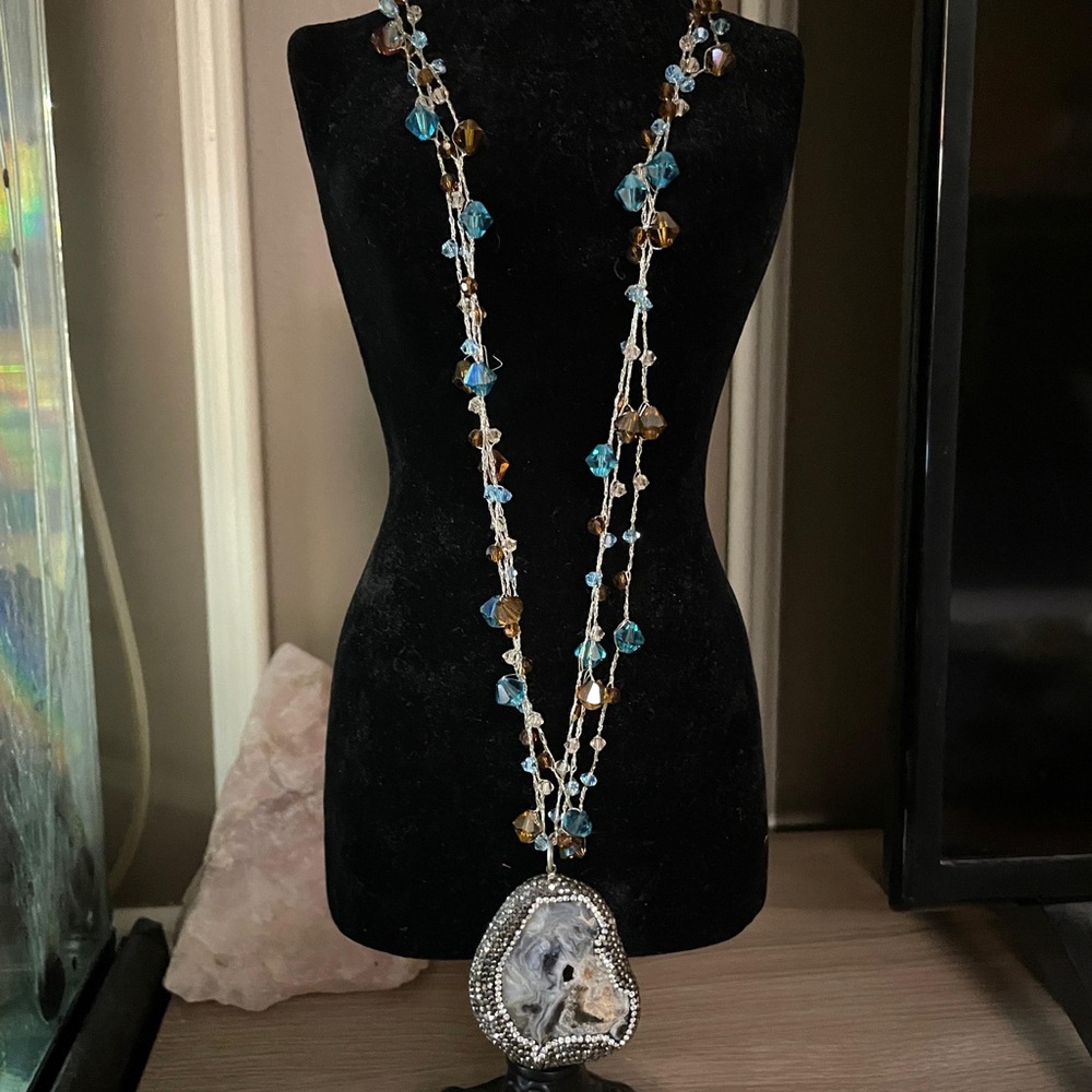 New! Hand made Necklace - Druzy Agate Crystal
